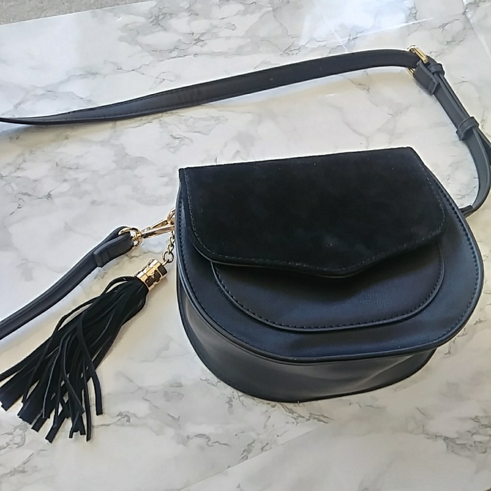 Leather fringe crossbody bag small